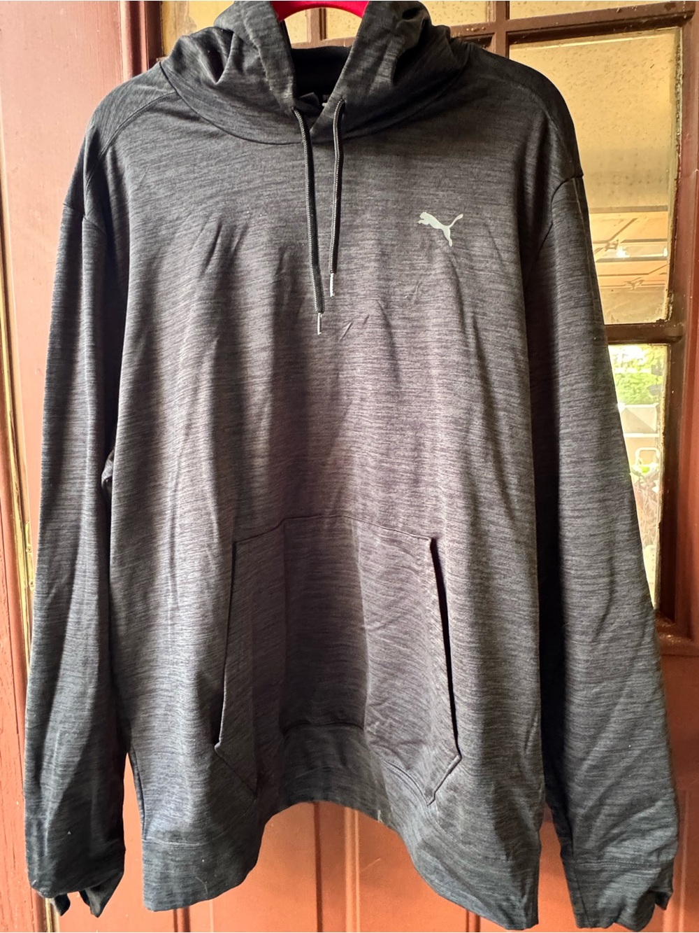 Puma Men's Dark Gray Pullover Hoodie with Kangaroo Pocket